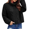 Suéteres femininos Mulheres Cable Knit Turtleneck Sweater Casual Grosso Manga Longa Tops Pulôver