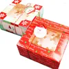 Present Wrap 10 Pieces/Lot Christmas Cake Box 4 Cupcakes Packing Square Carton Nougat Chocolate Festival Party Supplies