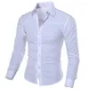 Herrenhemden, luxuriös, lässig, sozial, formelles Hemd, Revers, lange Ärmel, schlank, einfarbig, für Herren, Business-Polo-Bluse