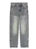 Mäns jeans Chenxian Nisch Design Y2K Zipper Slit Autumn High Street Trendy Brand Retro Loose Straight Wide Leg Pants