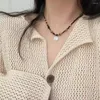 Chaînes Bijoux Chinois Collier À La Main Pierre Perlée Chaîne Tendance Vintage Corde Noire Pour Punk Collier Hippie Unisexe