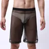 Cuecas masculinas de malha boxershorts transparentes boxer shorts soltos lounge roupa interior pura macia ultra-fina calcinha lingerie troncos clubwear