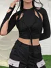 Robes décontractées Dinboa-Femme Printemps High Street Stretch Slim Creux Sexy Mini Moulante 2023 Simple Solide Noir