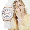 Zegarwatches dla kobiet zegarek moda luksusowy zegarek damski miękki silikonowy pasek kwarcowy Kwarc Biały zegar dla żeńskiej renogio feminino