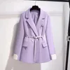 Costumes pour femmes Printemps Automne Femmes Slim Blazer À Manches Longues Violet Abricot Noir Blazers Bureau Dames Affaires Travail Porter Veste Formelle Manteau