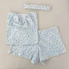 Survêtements pour femmes Shorts de femme costumes répandu été imprimé floral sans bretelles taille élastique coton dames pantalon costume goutte OSH230230