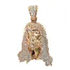 Anpassad 3D -stereoskopisk figur av Jesus 10K 14K 18K Karat Real Gold Pass Diamond Tester VVS Moissanite Iced Out Pendant