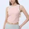 Active Shirts Women Yoga With Built In Bra Sportswear Gym Tops Workout Clothing Crop Top Female Round Neck Sports Tank Sleeveless