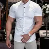 Herrklänningskjortor sommar kort ärm för män kläder blusas mode fasta färg ropa camisas de hombre roupas masculinas vintage blusar