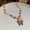 Anhänger-Halsketten, klassische Luxus-bunte Zirkonia-Ketten, elegante romantische Schmetterlings-Halskette für Frauen, exquisiter Charm-Schmuck