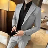 Ternos masculinos texturizados terno de casamento de botão único (terno colete calças) elegante e bonito versão coreana do estilo britânico conjunto de 3/2 peças