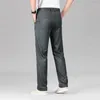 Pantalones rectos de verano para hombre, pantalón holgado de tela Lyocell fina, ropa de marca clásica de alta calidad, color gris y negro