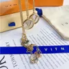 Klassisk modestil bokstav halsband lyxig designer smycken halsband 18k guld pläterad vald mode present par vän basic 225y