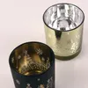 Castiçais de ouro decoração de casa árvore de natal copo banhado mesa de vidro castiçal