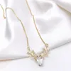 Hanger Kettingen Sierlijke Kerst Herten Ketting Voor Vrouwen Meisjes Xmas Elanden Crystal Choker Chain Fashion Wedding Party Jaar Sieraden Gift