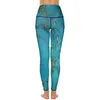 Actieve broek Blauw marmeren legging Goud metallic steen Hoge taille Yoga Nieuwigheid Stretchy legging Dame Patroon Fitness Sport