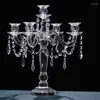 Bougeoirs en cristal haut de gamme, chandelier nordique à 5 bras, centres de table de mariage, décoration de dîner rétro pour la maison