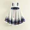 Damesjassen Japan Stijl Oren Capuchon Mantel Jas Gedrukt Vrouwen Tops Losse Brede Korte Cape Preppy Jas Lolita Jaqueta