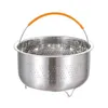 Cesta de vapor para caldera doble, olla para comedor a presión, vapor, acero inoxidable plateado, mango de silicona, 1 Uds.