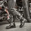 Bottes Bottes de moto en cuir pour hommes bottes de Combat militaires mi-mollet ceinture gothique bottes Punk hommes botte de l'armée tactique chaussures à bout en acier 230928