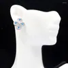 Dingle örhängen 20x18mm rekommenderar starkt lila spinel schweizisk blå topas vit cz kvinna nuvarande silver