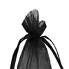 Sell 100pcs lot 7x9cm 9x12cm Black Organza Jewelry Gift Pouch drawstring Bags For Wedding favors beads jewelry235W