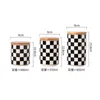 Storage Bottles Checkerboard Ceramic Airtight Jar Wooden Cover Home Food Organizer Tank Tea Caddy Box Bottle