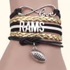 Retro Wax Letter Bow Multi-strand Rope Hand-woven Bracelets RAMS Football Gift Girlfriend Charm269Q