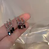 Pendientes colgantes de moda de verano, colgante de borla de cristal negro para mujer, joyería de circón elegante clásica, regalos de fiesta