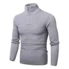 Men's Sweaters Basic Knitted Pullovers Sweater Men Casual Cotton Mock Neck Warm Mens Fashion Solid Color Quality Stripe Male