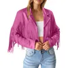 Women's Jackets Women Fashion Fringe Faux Suede Leather Tassel Motorcycle Cropped Coats Work Outfits For Office