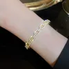 Luxury Bangle Fashion Diamond Open Bracelet 18K Gold Jewelry designer Charm Bracelets Titanium alloy material for women girls gift