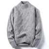 Suéteres para hombres Suéter de invierno Camisa de fondo de punto de manga larga Ropa engrosada de cuello medio alto