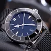 Erstklassige AAA Breit Super-Ocean Edelstahl-Herrenuhr mit drehbarer Lünette, automatische mechanische Uhr mit Gummiband, leuchtende Armbanduhr226d