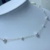 Chaînes Lefei Mode Luxe Rond Blanc Rose 4-7mm Perle D'eau Douce Babysbreath Collier Femmes 925 Argent Fête De Mariage Bijoux Élégants