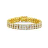 Hip Hop White Zircon Bling Double Layers Tennis Armband 18K Real Gold Plated Women Bangle240e