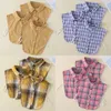 Bow Ties Women Plaid Fake Collar 2023 Shirt Stand Lapel Falsk Kvinnlig avtagbar avtagbar blus Top Nep Kraagie