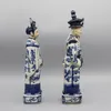 Keramiska statyer av kinesisk kejsare och kejsare i Qing -dynastin, bordstillbehör, heminredning