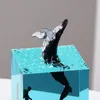 Decorative Objects Figurines Marine resin whale Humpback diver cube ornament Home glowinthedark nightlight birthday gift 230928