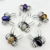 Pendant Necklaces 12pcs Natural Rose Quartz Stone Spider Shape Dual Usage Insect Brooch For Jewelry Making