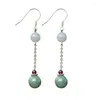 Dangle Earrings Natural Jade Emerald Luck Bead Charm Jewellery Fashion Accessoriesハンドカバーマンウーマンアミュレットギフトカスタマイズ