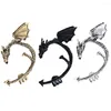 バックイヤリングncee dragon Evil fairy ear cuff earring dark elf clip sinder womenアンティークブロンズカラーゴスハロウィーンパーティー