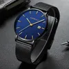 Montre-bracelet pour hommes, étanche à 30 mètres, Super fine, noire, pour loisirs, business, slim, clock272A