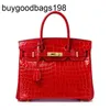 Sac de designer Sacs à main pour femmes faits à la main 10a Crocodile Platinum 2024 Automne Hiver Nouveau Véritable Cuir Bandoulière Une épaule Sac à main Rouge Mariée Weddi Smgc