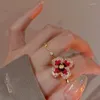 Anneaux de cluster Feehow romantique rouge dégradé artificiel cristal fleur en forme de boucles d'oreilles pour femmes 2023 design soirée accessoires de fête