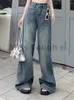 Kvinnors jeans franska vintage bred ben kvinnor solid streetwear hight midja denim byxor kvinnlig koreansk stil baggy kausal höst 2023