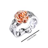 Wedding Rings Fashiona Rose For Women Hollow Out Ring Antique Electroplated Flower Original Valentine's Day Gift Jewelry