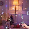 LED ICICLE STAR MOONランプフェアリーカーテンストリングライトクリスマスガーランド屋外屋外庭の庭の窓飾りY20261B