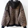 Men's Hoodies M-4XL Winter Sweatshirts Leopard Print Lamb Wool Thickened With Fleece Women Oversize Pullover Tops Casual Coats