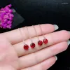 Dangle Earrings Fashion Natural Red Garnet Drop Gemstone Elegance Round Ear Line 925 Silver Female Girl Gift Jewelry